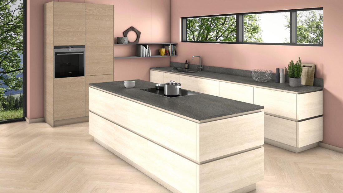 EGGER F037 ST76 Taormina Travertine — material / stone reproduction panel decor for custom cabinetry (3D view)