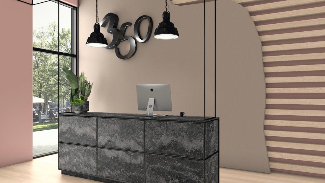 EGGER F128 PA Black Ambiance Granite — material / stone reproduction panel decor for custom cabinetry (3D view)
