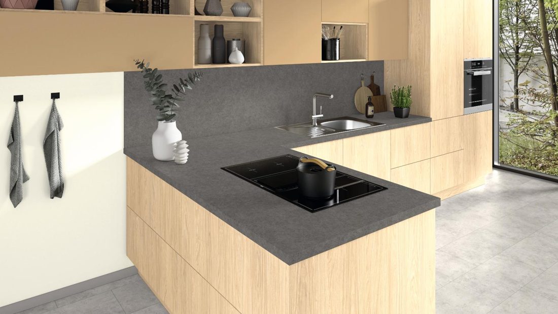 EGGER F208 ST75 Grey Pietra Fanano — material / stone reproduction panel decor for custom cabinetry (3D view)