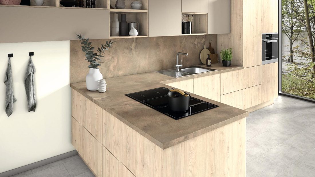 EGGER F226 ST78 Sand Beige Titanite — material / stone reproduction panel decor for custom cabinetry (3D view)