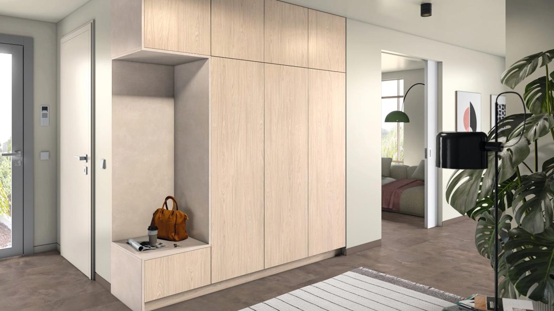 EGGER H1388 ST17 Sand Casella Oak — woodgrain reproduction panel decor for custom cabinetry (3D view)