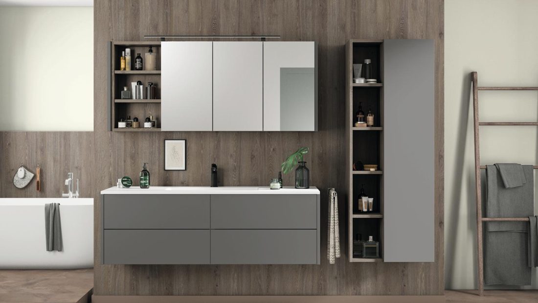 EGGER H3133 ST9 Truffle Brown Davos Oak — woodgrain reproduction panel decor for custom cabinetry (3D view)