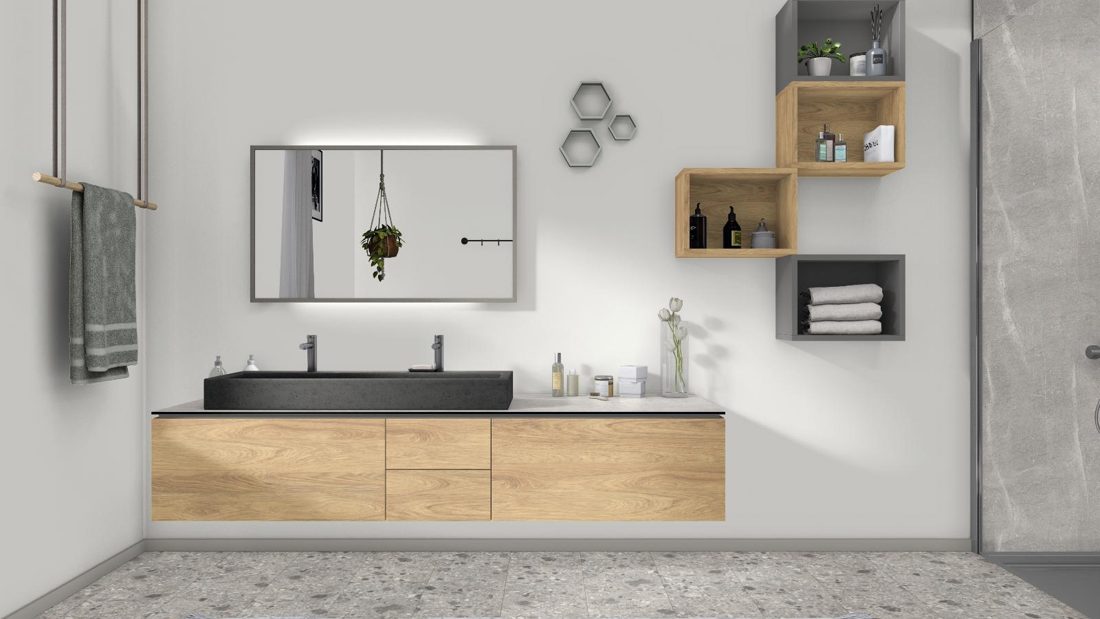 EGGER H3730 ST10 Natural Hickory — woodgrain reproduction panel decor for custom cabinetry (3D view)