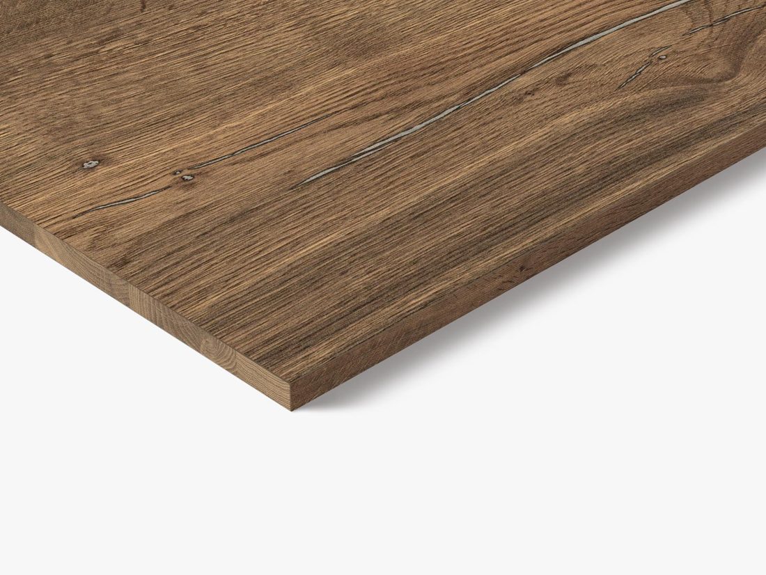 EGGER Q3176 RO Pewter Halifax Oak — end-grain panel decor for custom cabinetry (close-up)