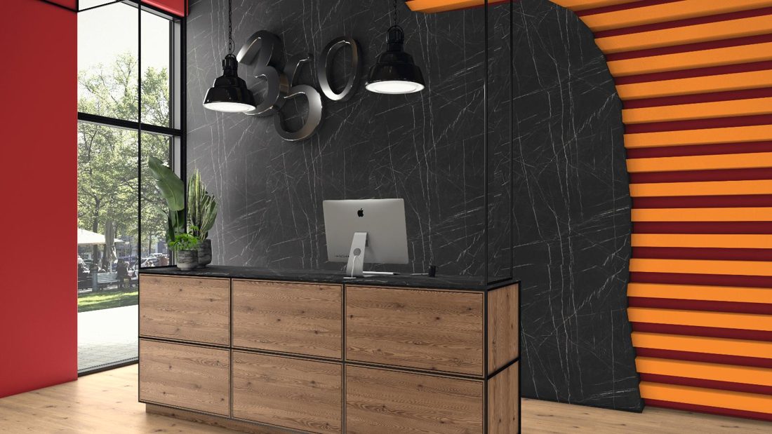 EGGER U332 ST9 Orange — uni colour panel decor for custom cabinetry (3D view)