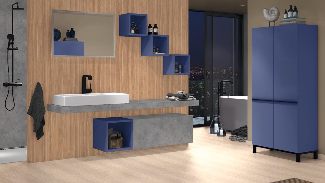 EGGER U570 ST9 Midnight Blue — uni colour panel decor for custom cabinetry (3D view)
