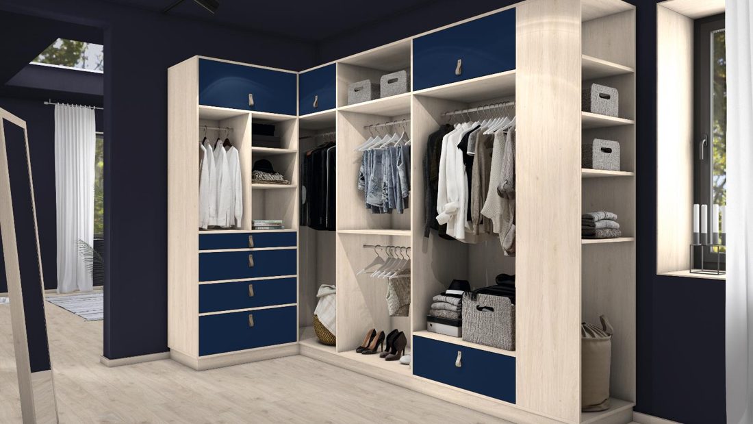 EGGER U575 ST9 Cosmos Blue — uni colour panel decor for custom cabinetry (3D view)