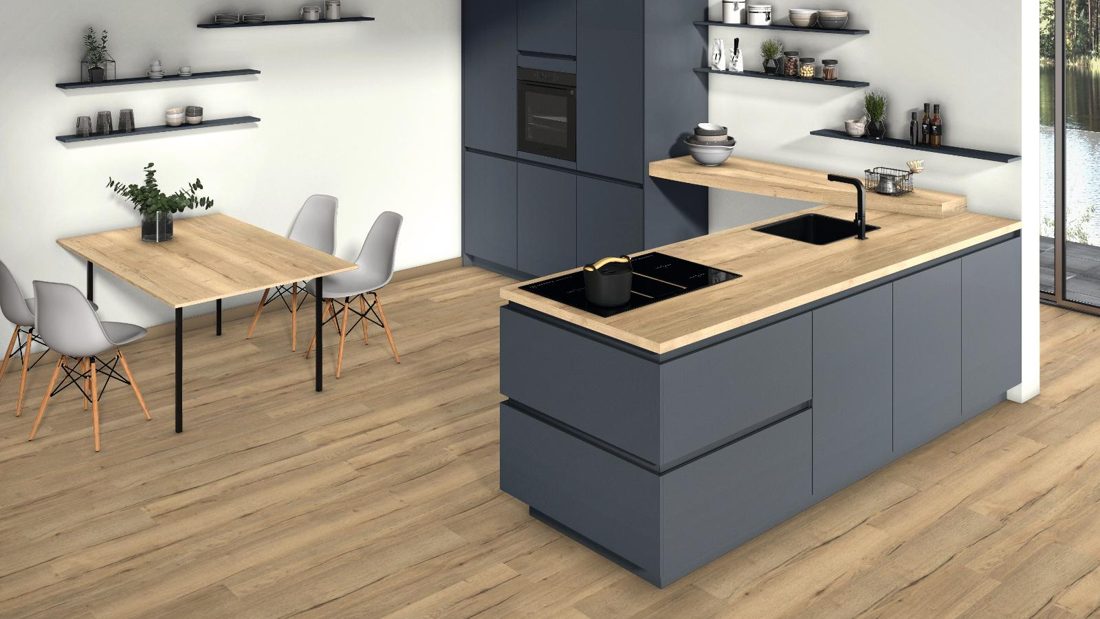 EGGER U599 TM Indigo Blue — uni colour panel decor for custom cabinetry (3D view)