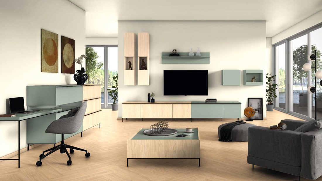 EGGER U604 PM Reed Green — uni colour panel decor for custom cabinetry (3D view)