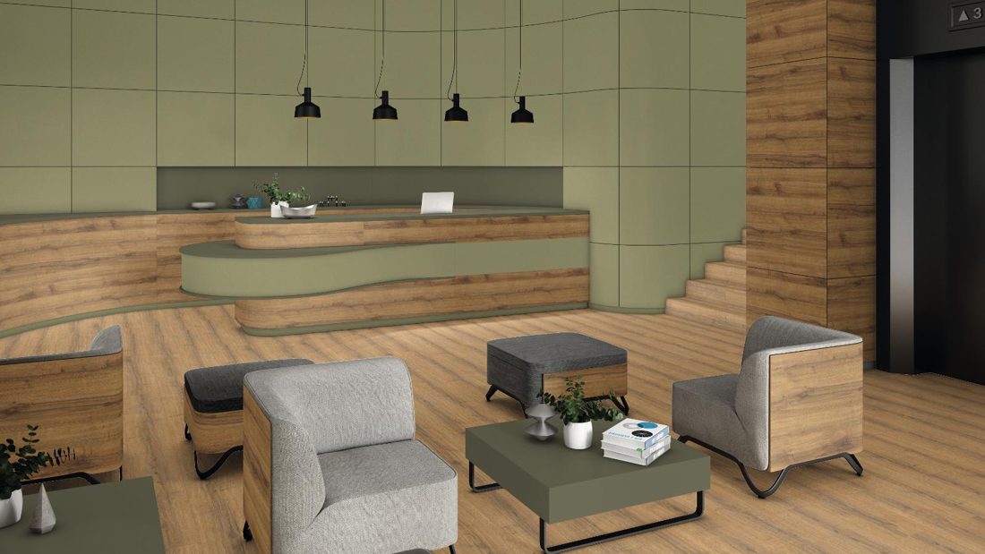 EGGER U640 ST9 Olive Green — uni colour panel decor for custom cabinetry (3D view)