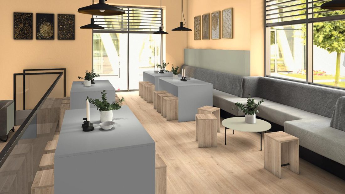 EGGER U665 TM Stone Green — uni colour panel decor for custom cabinetry (3D view)