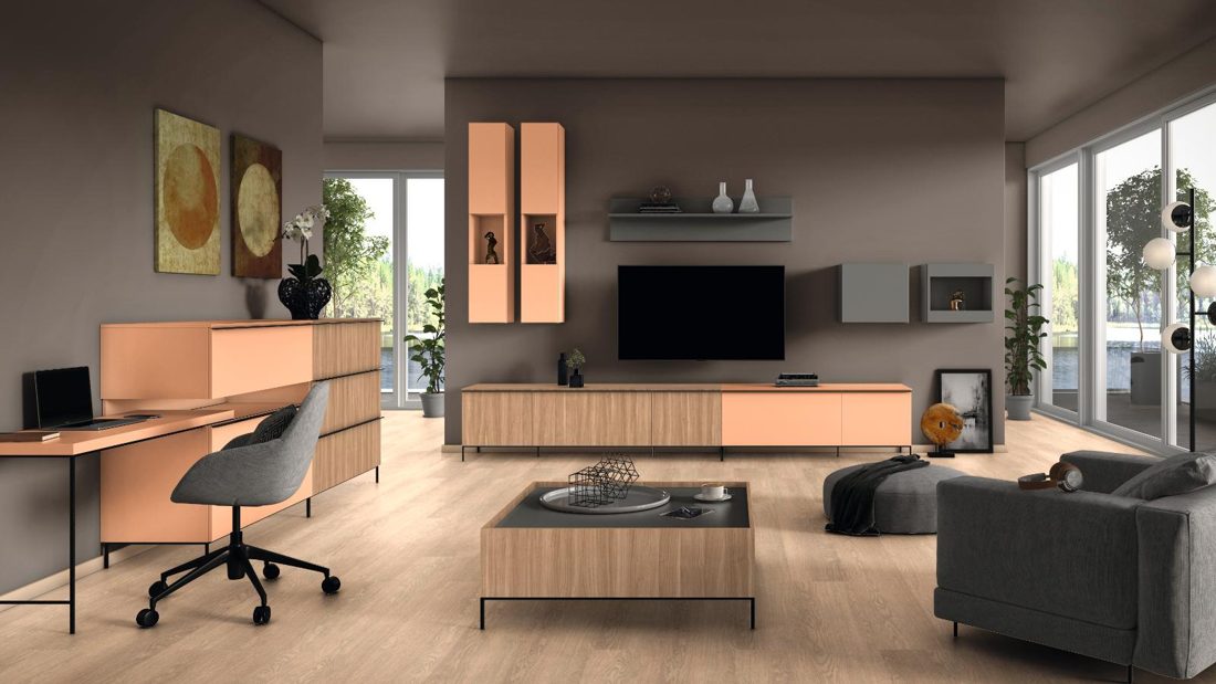 EGGER U830 ST9 Caramel Nude — uni colour panel decor for custom cabinetry (3D view)