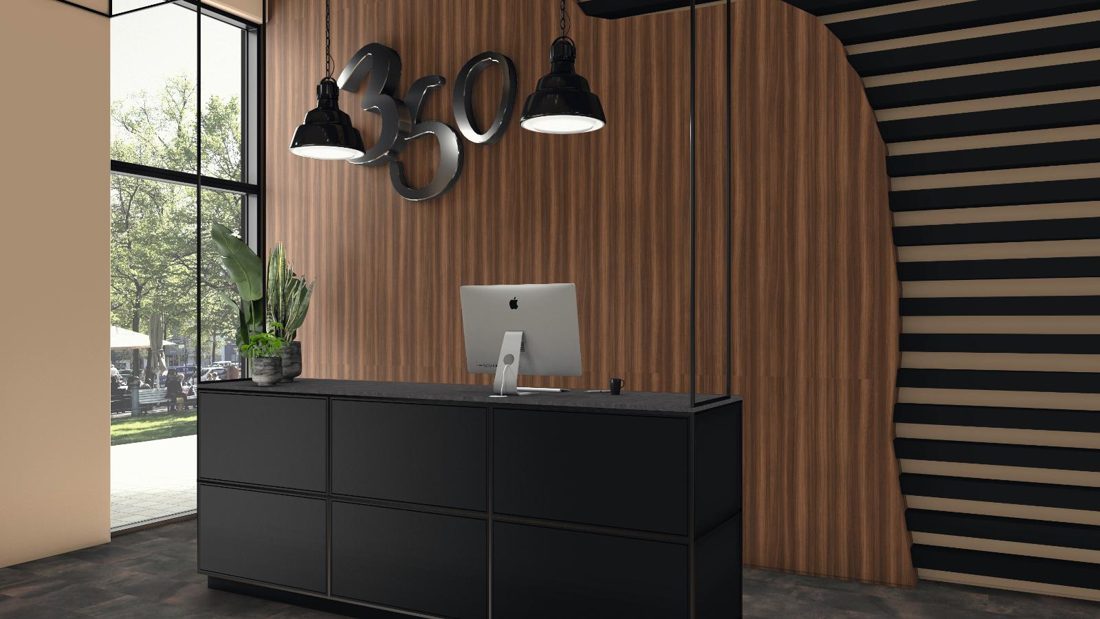 EGGER U999 TM Black — uni colour panel decor for custom cabinetry (3D view)