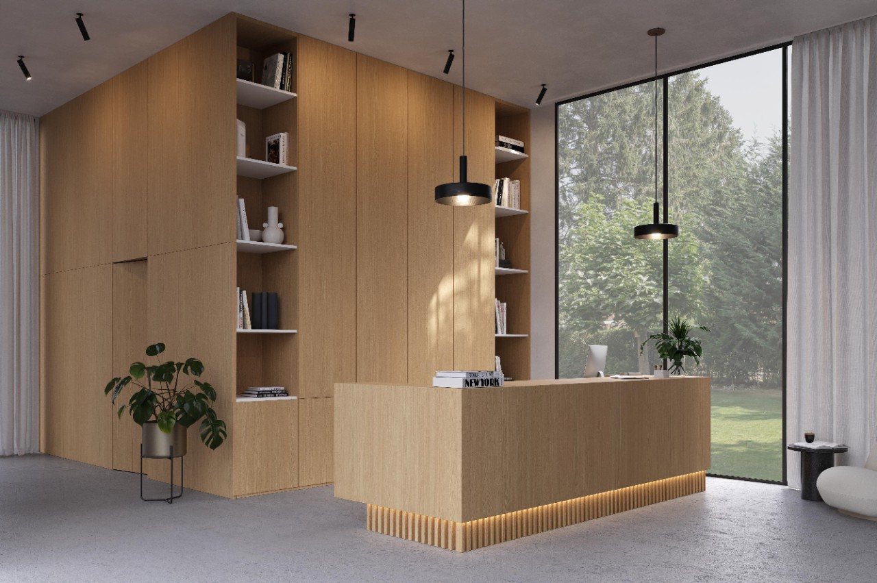 Master Oak light natural 0H915 rift oak cabinetry panel — iKitchen Cabinetry (in a room)