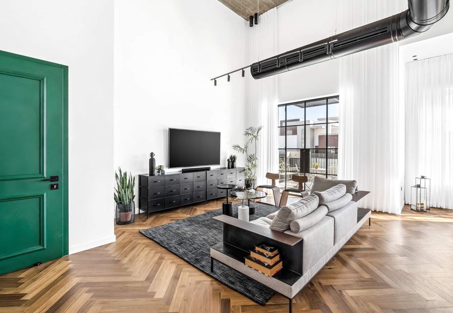 Black and Herringbone Duplex — custom kitchens, built-ins & wall units, wall paneling, bathroom vanities by iKitchen Cabinetry, view 7