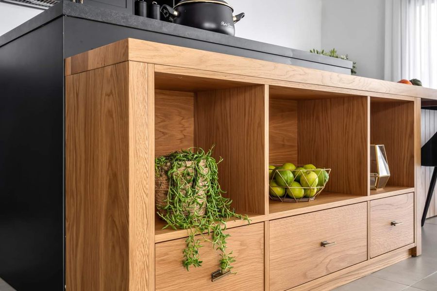 Black Oak and Ochre Apartment — custom kitchens, built-ins & wall units, wall paneling, bathroom vanities, walk-in closets by iKitchen Cabinetry, view 8