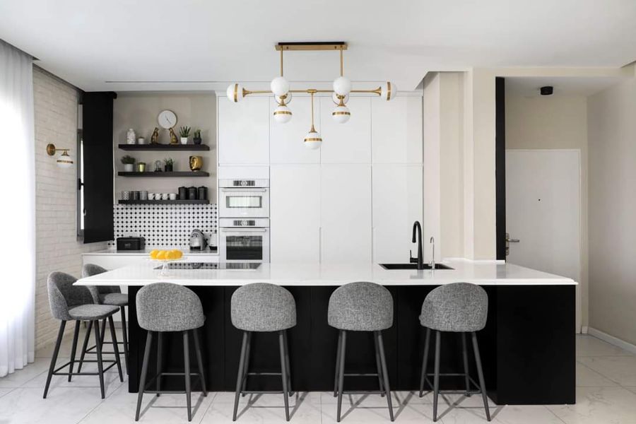 Black White and Brass Apartment — custom kitchens, built-ins & wall units, bathroom vanities by iKitchen Cabinetry, view 2
