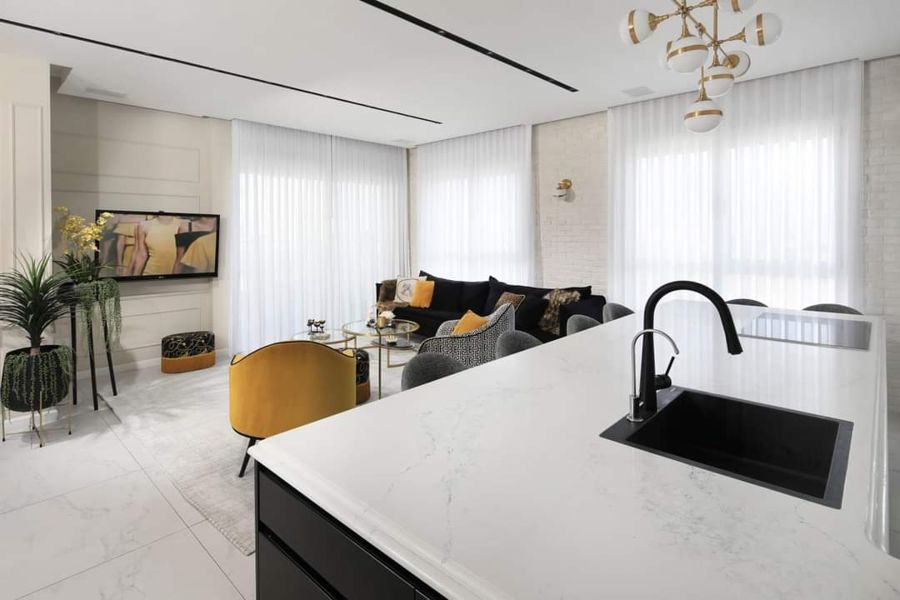 Black White and Brass Apartment — custom kitchens, built-ins & wall units, bathroom vanities by iKitchen Cabinetry, view 4