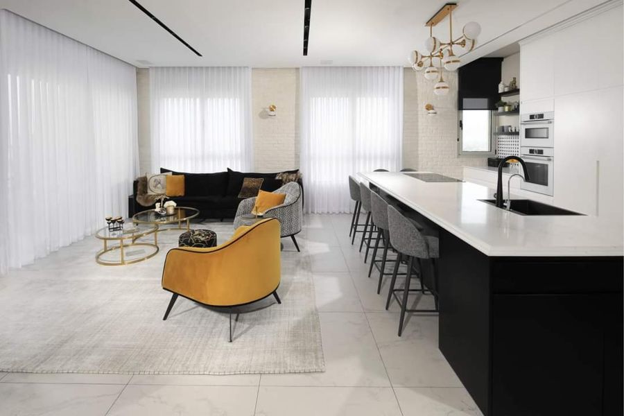 Black White and Brass Apartment — custom kitchens, built-ins & wall units, bathroom vanities by iKitchen Cabinetry, view 5