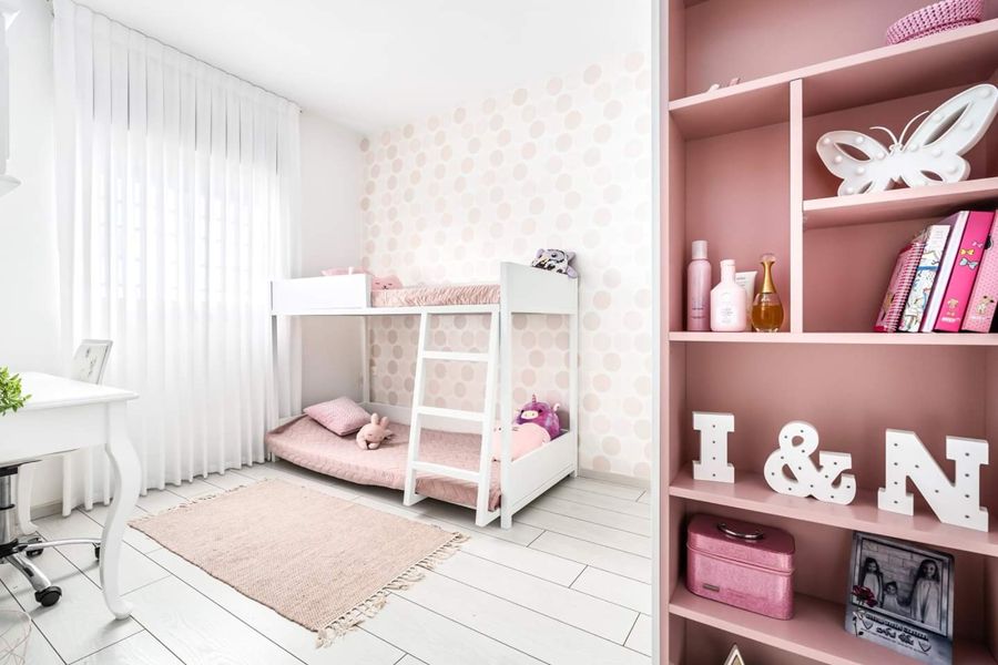 Blush and Steel Family Apartment — custom kitchens, built-ins & wall units, wall paneling, bathroom vanities by iKitchen Cabinetry, view 12