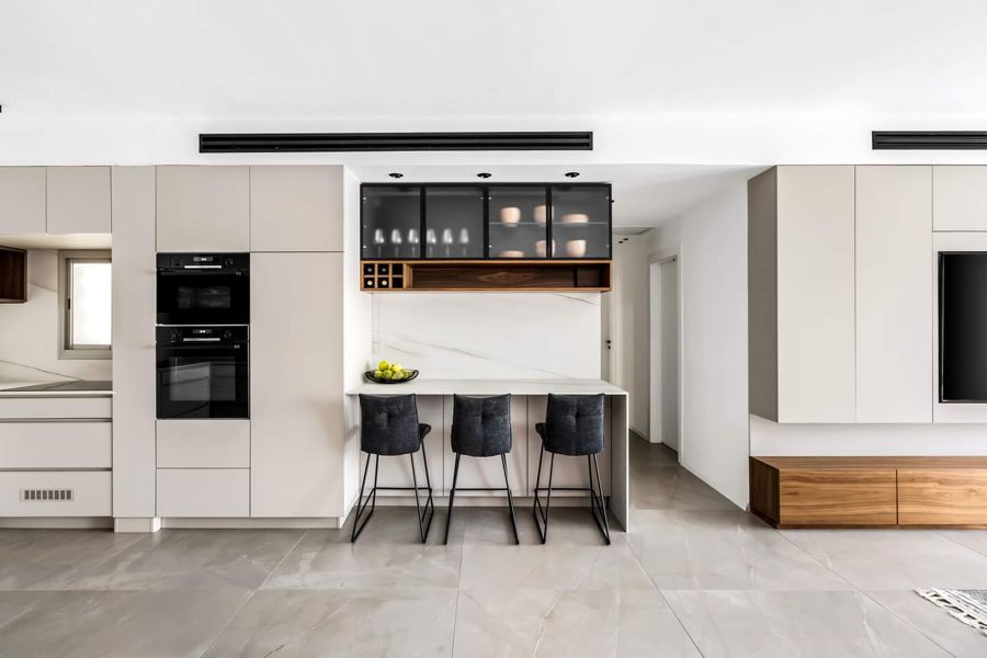 Cream and Walnut Apartment — custom kitchens, built-ins & wall units by iKitchen Cabinetry, view 8
