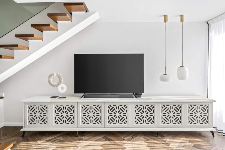 Fretwork and Blush Duplex — custom kitchens, built-ins & wall units, wall paneling, bathroom vanities by iKitchen Cabinetry, view 6