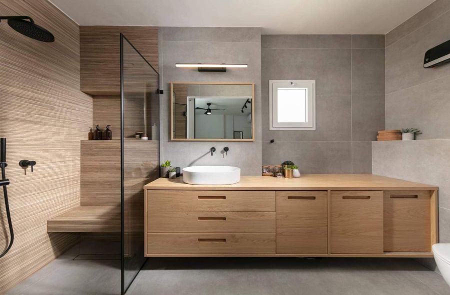 Grey and Oak Apartment — custom kitchens, built-ins & wall units, bathroom vanities by iKitchen Cabinetry, view 8