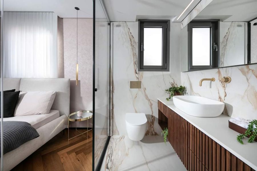 Parquet and Marble Apartment — custom kitchens, built-ins & wall units, bathroom vanities by iKitchen Cabinetry, view 10