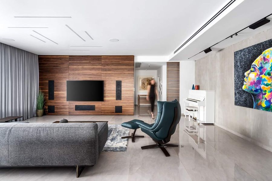 Walnut and Teal Apartment — custom kitchens, built-ins & wall units, wall paneling by iKitchen Cabinetry, view 7